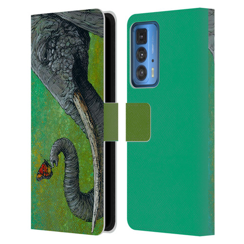 David Lozeau Colourful Grunge The Elephant Leather Book Wallet Case Cover For Motorola Edge 20 Pro