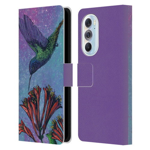 David Lozeau Colourful Grunge The Hummingbird Leather Book Wallet Case Cover For Motorola Edge X30