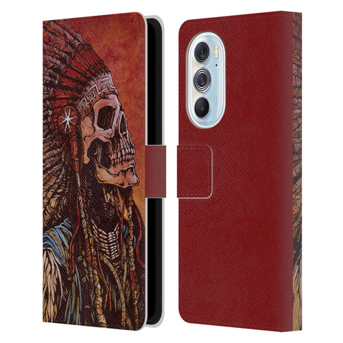David Lozeau Colourful Grunge Native American Leather Book Wallet Case Cover For Motorola Edge X30