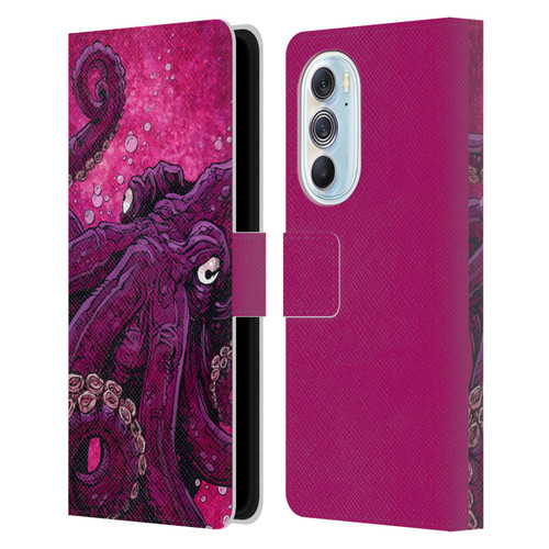 David Lozeau Colourful Grunge Octopus Squid Leather Book Wallet Case Cover For Motorola Edge X30