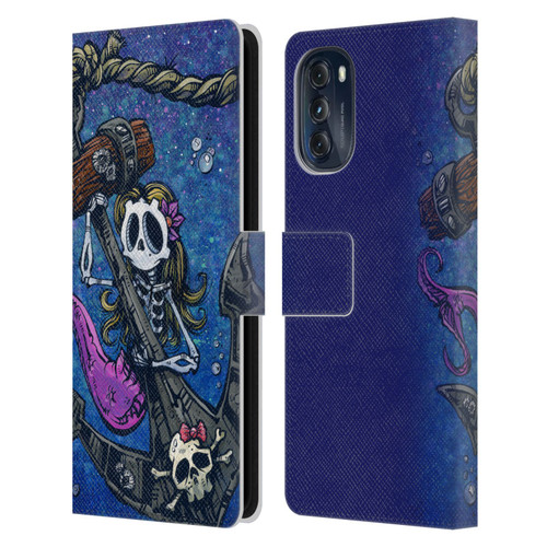 David Lozeau Colourful Grunge Mermaid Anchor Leather Book Wallet Case Cover For Motorola Moto G (2022)