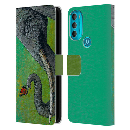 David Lozeau Colourful Grunge The Elephant Leather Book Wallet Case Cover For Motorola Moto G71 5G