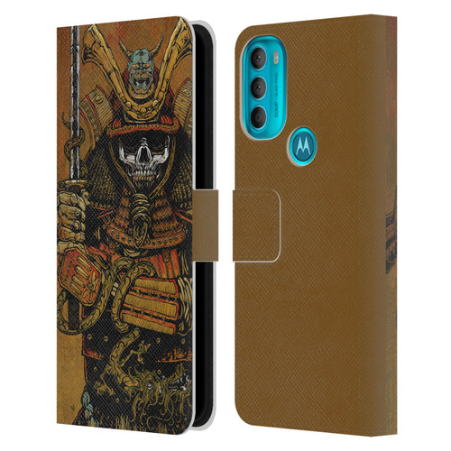 David Lozeau Colourful Grunge Samurai Leather Book Wallet Case Cover For Motorola Moto G71 5G