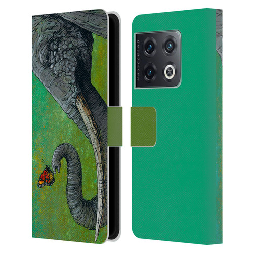 David Lozeau Colourful Grunge The Elephant Leather Book Wallet Case Cover For OnePlus 10 Pro