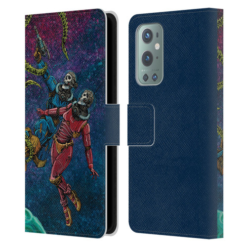 David Lozeau Colourful Grunge Astronaut Space Couple Love Leather Book Wallet Case Cover For OnePlus 9