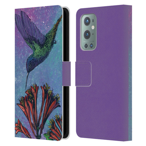 David Lozeau Colourful Grunge The Hummingbird Leather Book Wallet Case Cover For OnePlus 9