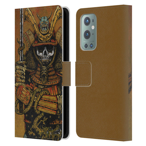 David Lozeau Colourful Grunge Samurai Leather Book Wallet Case Cover For OnePlus 9