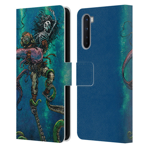 David Lozeau Colourful Grunge Diver And Mermaid Leather Book Wallet Case Cover For OnePlus Nord 5G