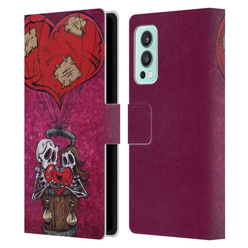 David Lozeau Colourful Grunge Day Of The Dead Leather Book Wallet Case Cover For OnePlus Nord 2 5G