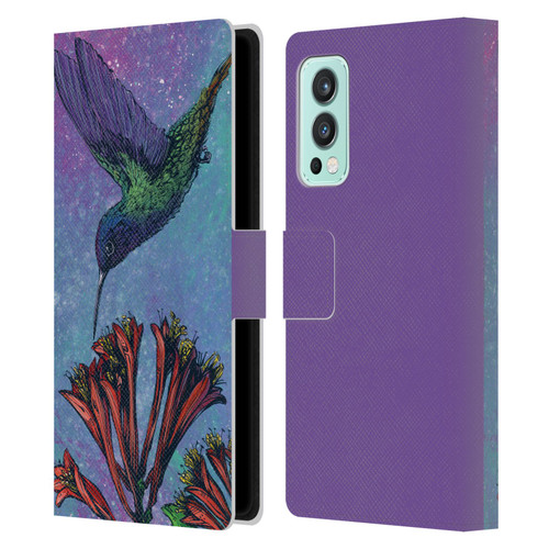 David Lozeau Colourful Grunge The Hummingbird Leather Book Wallet Case Cover For OnePlus Nord 2 5G