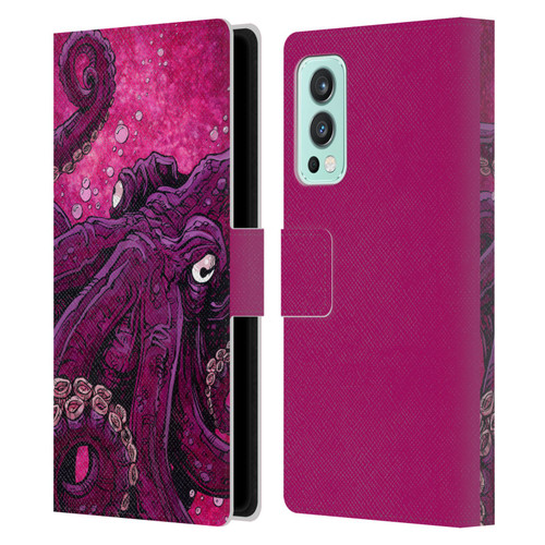 David Lozeau Colourful Grunge Octopus Squid Leather Book Wallet Case Cover For OnePlus Nord 2 5G