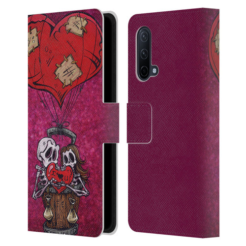 David Lozeau Colourful Grunge Day Of The Dead Leather Book Wallet Case Cover For OnePlus Nord CE 5G