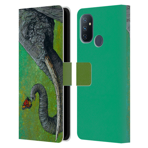 David Lozeau Colourful Grunge The Elephant Leather Book Wallet Case Cover For OnePlus Nord N100