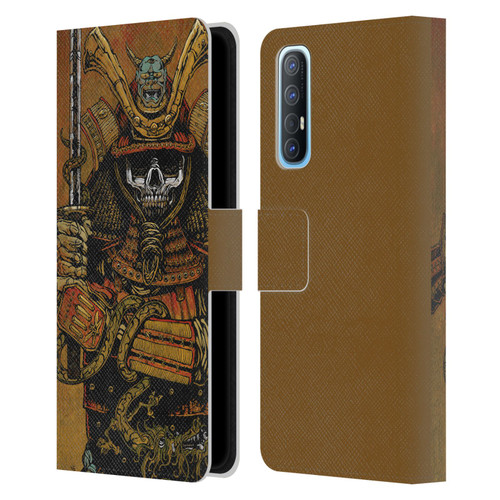 David Lozeau Colourful Grunge Samurai Leather Book Wallet Case Cover For OPPO Find X2 Neo 5G