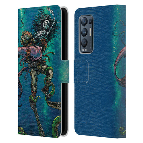 David Lozeau Colourful Grunge Diver And Mermaid Leather Book Wallet Case Cover For OPPO Find X3 Neo / Reno5 Pro+ 5G