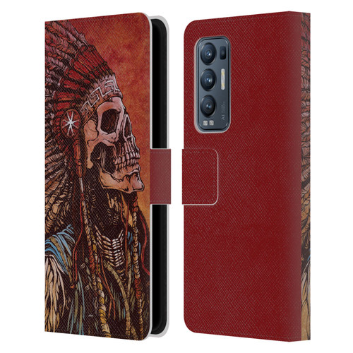 David Lozeau Colourful Grunge Native American Leather Book Wallet Case Cover For OPPO Find X3 Neo / Reno5 Pro+ 5G