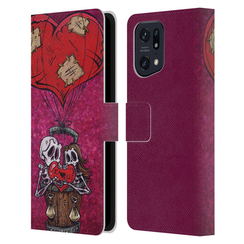 David Lozeau Colourful Grunge Day Of The Dead Leather Book Wallet Case Cover For OPPO Find X5