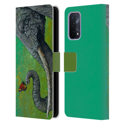 David Lozeau Colourful Grunge The Elephant Leather Book Wallet Case Cover For OPPO A54 5G