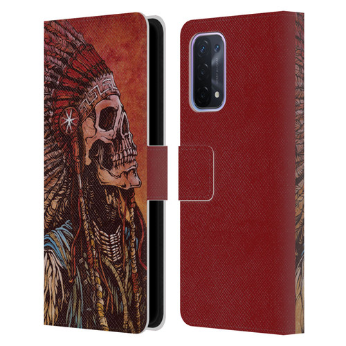 David Lozeau Colourful Grunge Native American Leather Book Wallet Case Cover For OPPO A54 5G