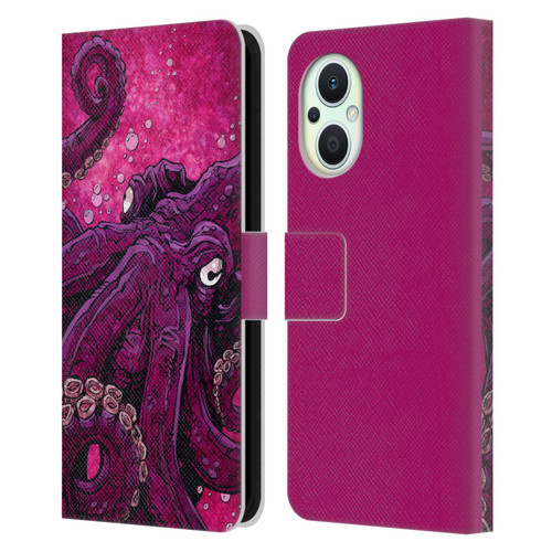 David Lozeau Colourful Grunge Octopus Squid Leather Book Wallet Case Cover For OPPO Reno8 Lite