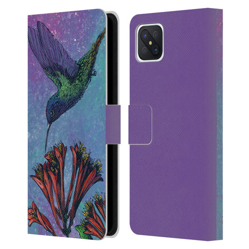 David Lozeau Colourful Grunge The Hummingbird Leather Book Wallet Case Cover For OPPO Reno4 Z 5G