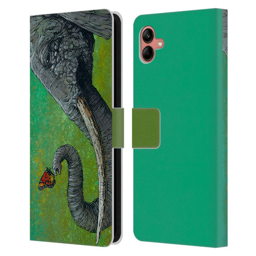 David Lozeau Colourful Grunge The Elephant Leather Book Wallet Case Cover For Samsung Galaxy A04 (2022)