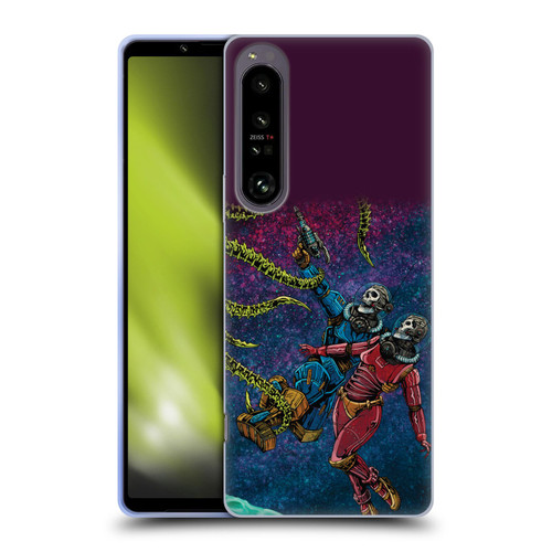 David Lozeau Colourful Grunge Astronaut Space Couple Love Soft Gel Case for Sony Xperia 1 IV