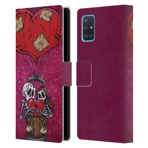 David Lozeau Colourful Grunge Day Of The Dead Leather Book Wallet Case Cover For Samsung Galaxy A51 (2019)