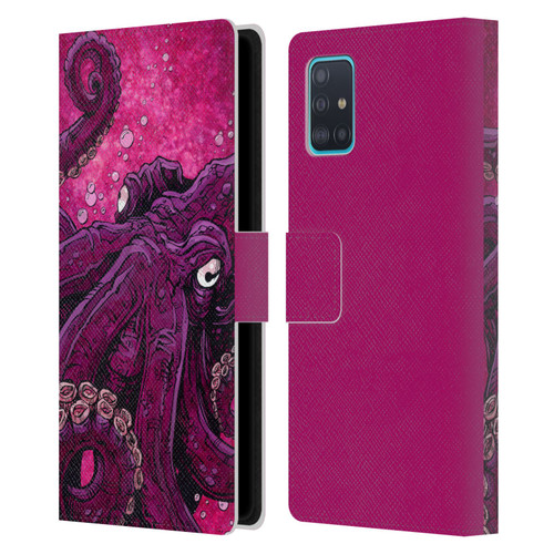 David Lozeau Colourful Grunge Octopus Squid Leather Book Wallet Case Cover For Samsung Galaxy A51 (2019)