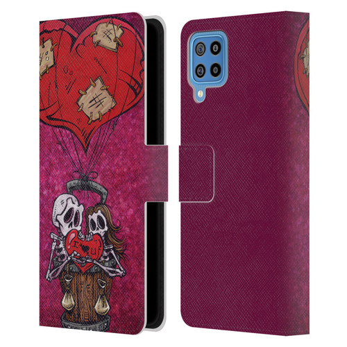 David Lozeau Colourful Grunge Day Of The Dead Leather Book Wallet Case Cover For Samsung Galaxy F22 (2021)