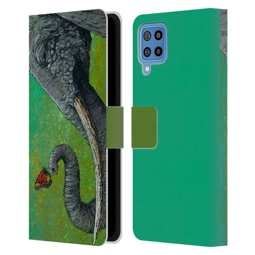 David Lozeau Colourful Grunge The Elephant Leather Book Wallet Case Cover For Samsung Galaxy F22 (2021)
