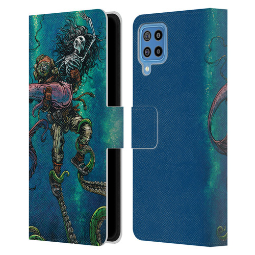 David Lozeau Colourful Grunge Diver And Mermaid Leather Book Wallet Case Cover For Samsung Galaxy F22 (2021)