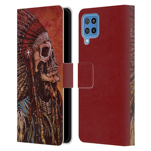 David Lozeau Colourful Grunge Native American Leather Book Wallet Case Cover For Samsung Galaxy F22 (2021)