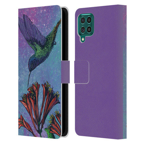 David Lozeau Colourful Grunge The Hummingbird Leather Book Wallet Case Cover For Samsung Galaxy F62 (2021)