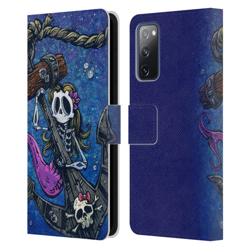 David Lozeau Colourful Grunge Mermaid Anchor Leather Book Wallet Case Cover For Samsung Galaxy S20 FE / 5G
