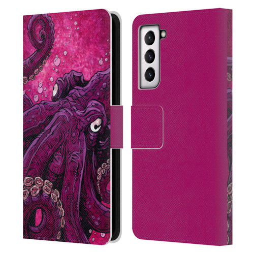 David Lozeau Colourful Grunge Octopus Squid Leather Book Wallet Case Cover For Samsung Galaxy S21 5G