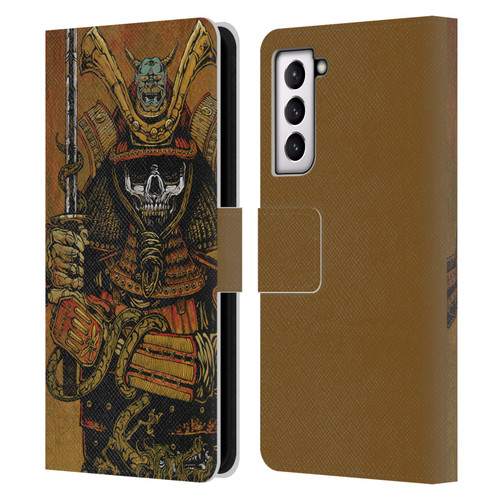 David Lozeau Colourful Grunge Samurai Leather Book Wallet Case Cover For Samsung Galaxy S21 5G