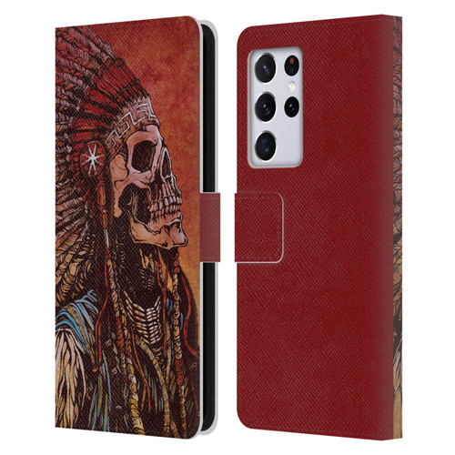 David Lozeau Colourful Grunge Native American Leather Book Wallet Case Cover For Samsung Galaxy S21 Ultra 5G