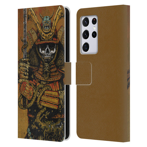 David Lozeau Colourful Grunge Samurai Leather Book Wallet Case Cover For Samsung Galaxy S21 Ultra 5G