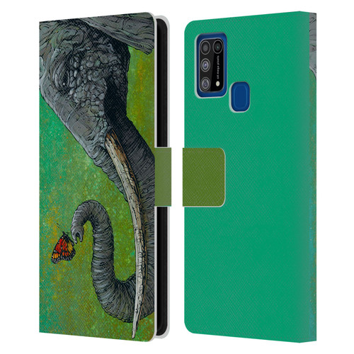 David Lozeau Colourful Grunge The Elephant Leather Book Wallet Case Cover For Samsung Galaxy M31 (2020)