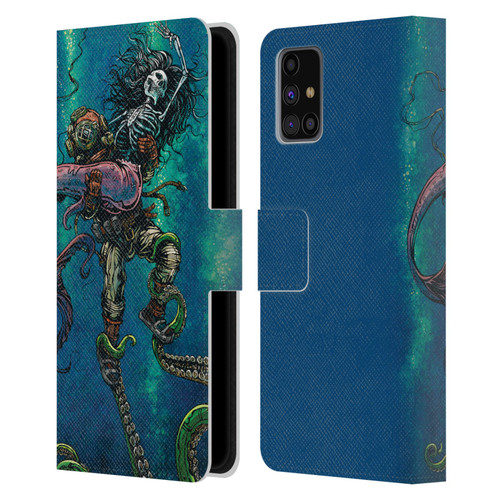 David Lozeau Colourful Grunge Diver And Mermaid Leather Book Wallet Case Cover For Samsung Galaxy M31s (2020)