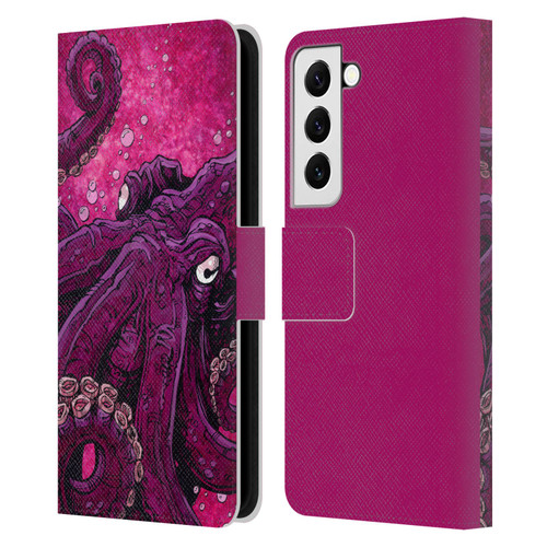 David Lozeau Colourful Grunge Octopus Squid Leather Book Wallet Case Cover For Samsung Galaxy S22 5G