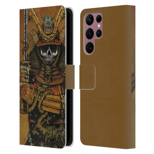 David Lozeau Colourful Grunge Samurai Leather Book Wallet Case Cover For Samsung Galaxy S22 Ultra 5G