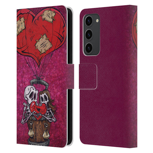 David Lozeau Colourful Grunge Day Of The Dead Leather Book Wallet Case Cover For Samsung Galaxy S23+ 5G