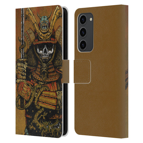 David Lozeau Colourful Grunge Samurai Leather Book Wallet Case Cover For Samsung Galaxy S23+ 5G