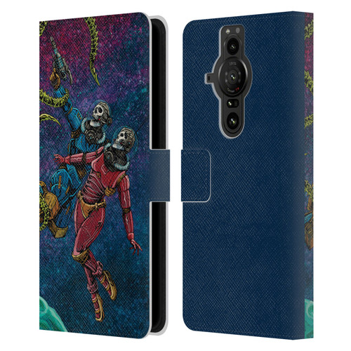 David Lozeau Colourful Grunge Astronaut Space Couple Love Leather Book Wallet Case Cover For Sony Xperia Pro-I