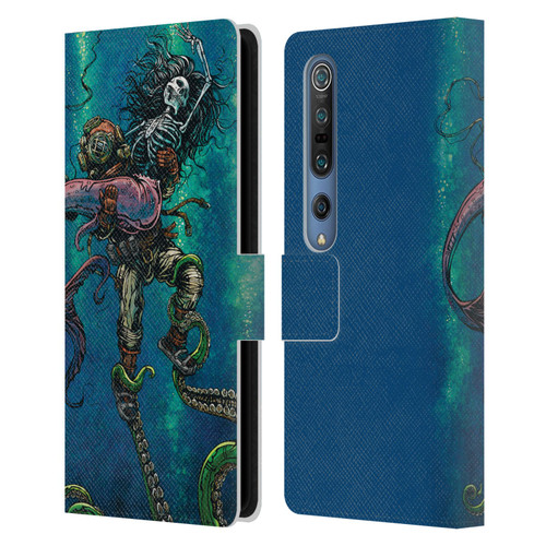 David Lozeau Colourful Grunge Diver And Mermaid Leather Book Wallet Case Cover For Xiaomi Mi 10 5G / Mi 10 Pro 5G