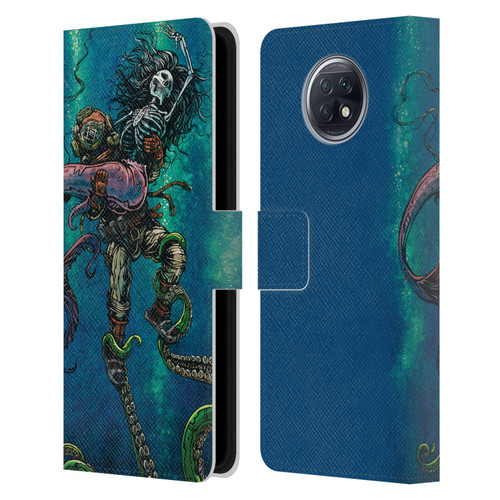 David Lozeau Colourful Grunge Diver And Mermaid Leather Book Wallet Case Cover For Xiaomi Redmi Note 9T 5G