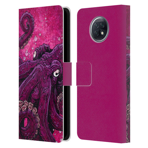 David Lozeau Colourful Grunge Octopus Squid Leather Book Wallet Case Cover For Xiaomi Redmi Note 9T 5G