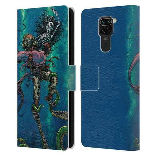 David Lozeau Colourful Grunge Diver And Mermaid Leather Book Wallet Case Cover For Xiaomi Redmi Note 9 / Redmi 10X 4G